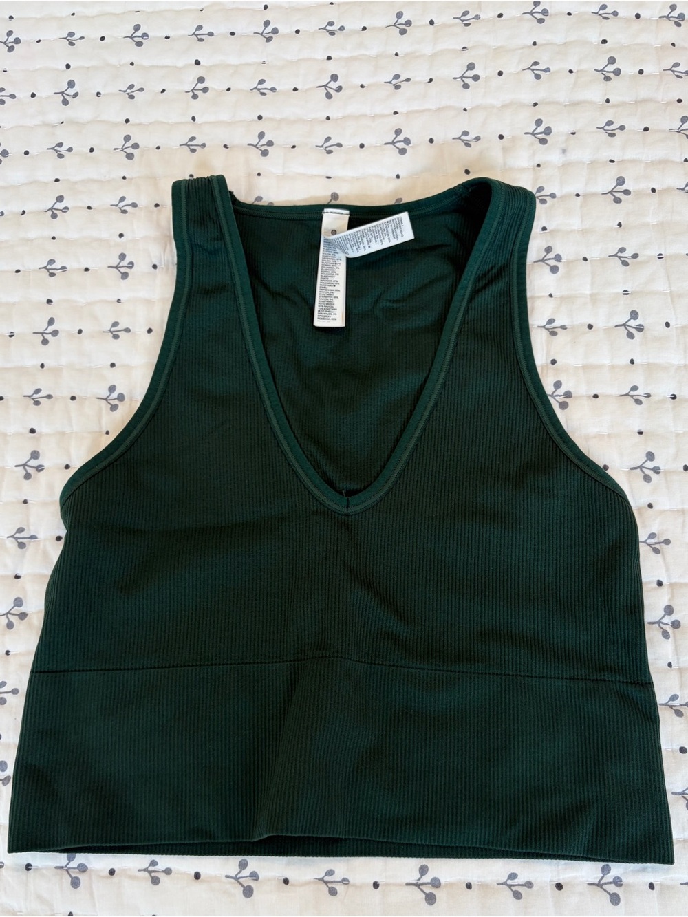 Athleta Deep Green V-Neck Ribbed Tank Top